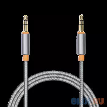 Аудиокабель соединительный Jet.A mini Jack-mini Jack в оплётке JA-AC02 2 м серый (3 pin/3.5 мм, металлический разъём, коннекторы с покрытием золотом)