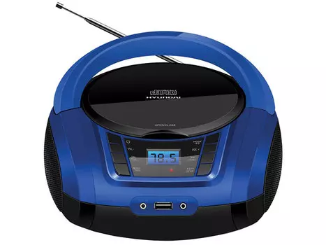 Аудиомагнитола Hyundai H-PCD340 черный/синий 4Вт/CD/CDRW/MP3/FM(dig)/USB/BT/SD/MMC/microSD
