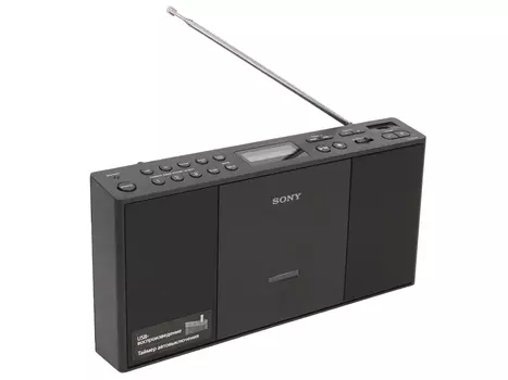 Аудиомагнитола Sony ZS-PE60 черный CD, MP3 c CD, USB, цифровой FM/AM тюнер, аудио вход
