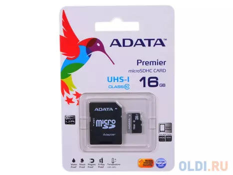 Карта памяти microSDHC 16Gb A-Data AUSDH16GUICL10-RA1