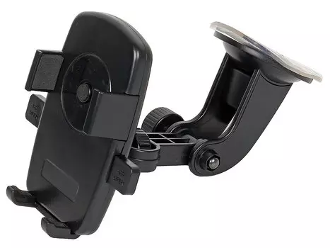 Автодержатель Perfeo-502 для смартфона/навигатора/ до 5"/ на стекло/ One touch/ черный