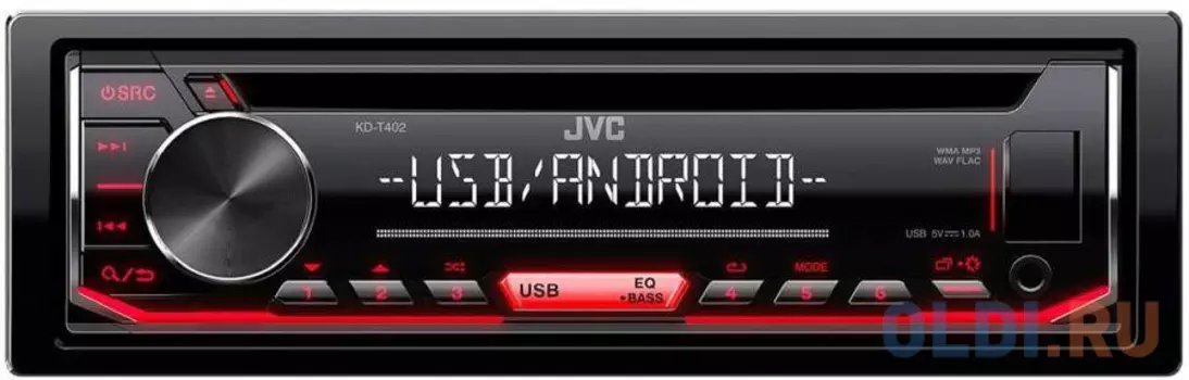 Автомагнитола CD JVC KD-T402 1DIN 4x50Вт