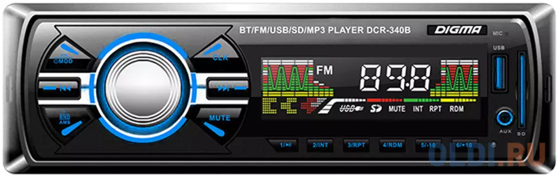 Автомагнитола Digma DCR-340B 1DIN 4x45Вт