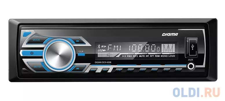 Автомагнитола Digma DCR-420B USB MP3 FM 1DIN 4x45Вт черный