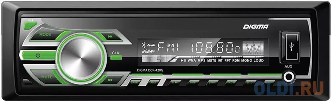 Автомагнитола Digma DCR-420G USB MP3 FM 1DIN 4x45Вт черный