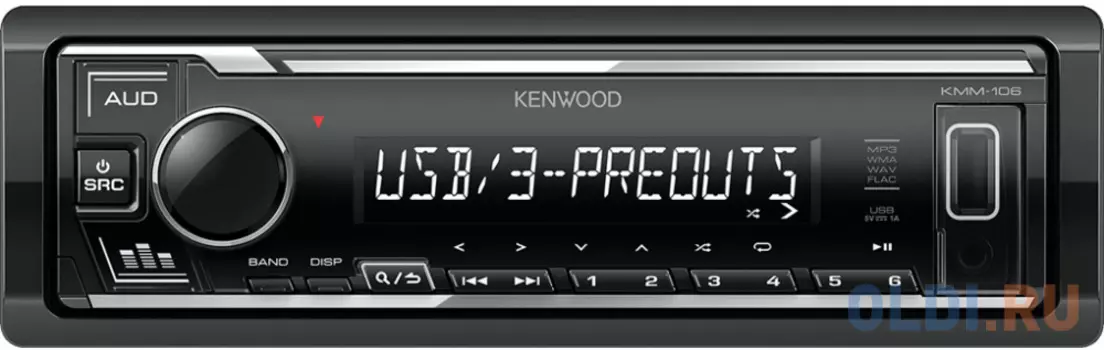 Автомагнитола Kenwood KMM-106 1DIN 4x50Вт