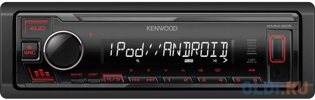 Автомагнитола Kenwood KMM-205 1DIN 4x50Вт