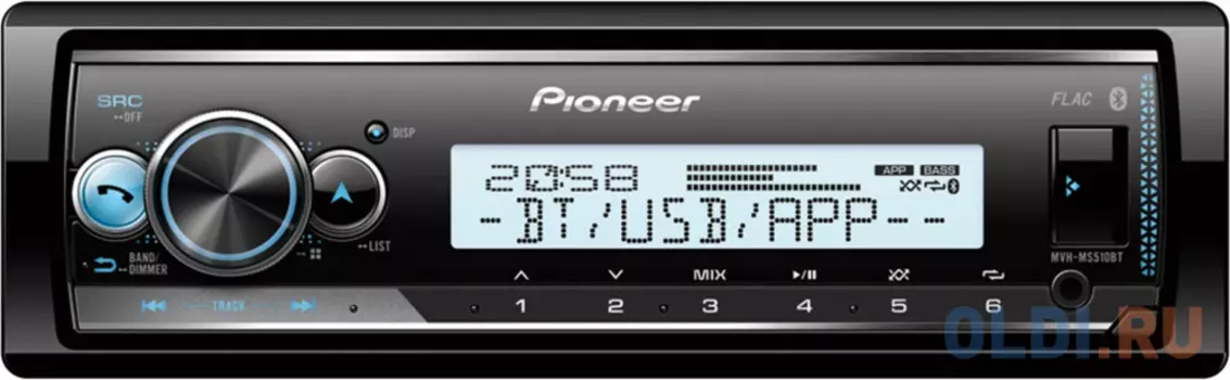 Автомагнитола Pioneer MVH-MS510BT 1DIN 4x50Вт