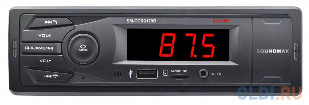 Автомагнитола Soundmax SM-CCR3179B 1DIN 4x40Вт