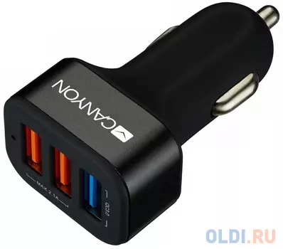 Автомобильное зарядное устройство CANYON Universal 3xUSB car adapter(1 USB with Quick Charger QC3.0), Input 12-24V, Output USB/5V-2.1A+QC3.0/5V-2.4A&amp;a