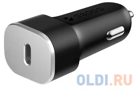 Автомобильное зарядное устройство Deppa USB Type-C, Power Delivery, 18Вт, черный