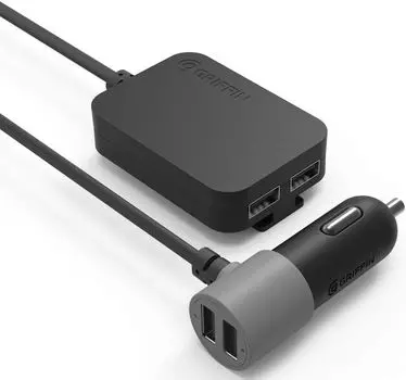 Автомобильное зарядное устройство Griffin PowerJolt GC43280 с проводом Lightning, 4 порта USB. Цвет: черный.