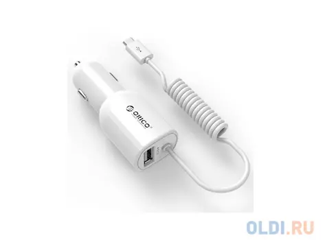 Автомобильное зарядное устройство Orico UCA-1U1C-WH 1.5А microUSB белый