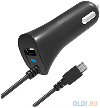 Автомобильное зарядное устройство Partner 2.1A microUSB USB черный ПР033116