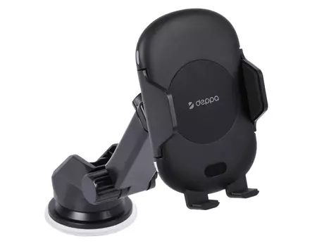 Автомобильный держатель Deppa 55156 Crab IQ черный для смартфонов 4"-6.5", беспроводная зарядка