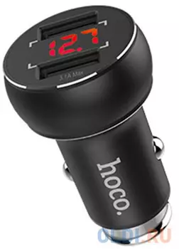 АЗУ HOCO Z22 Double USB Port Car Charger With Digital Display 2*USB 3,1A (черное)