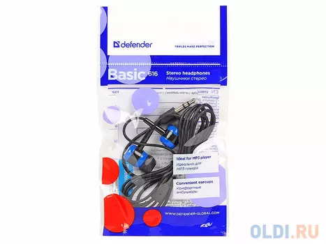 Наушники Defender Basic-616 Black/blue кабель 1,1 м