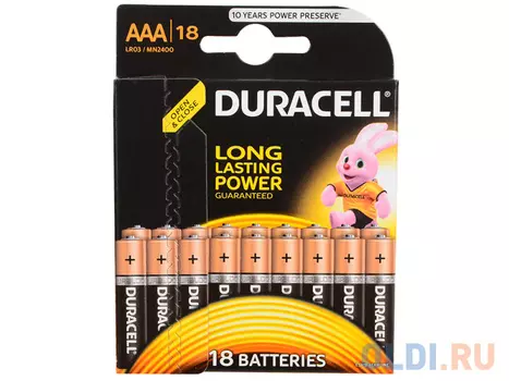 Батарейки DURACELL (ААА) LR03-18BL BASIC 18 шт