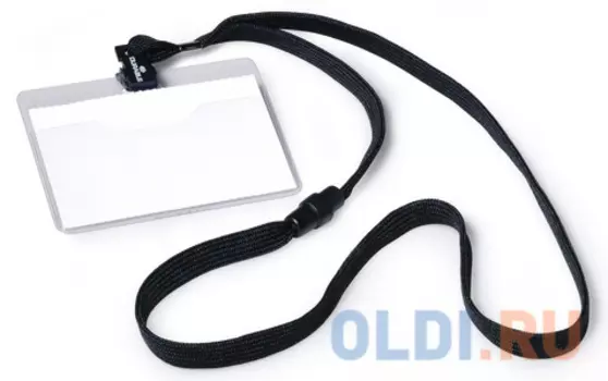 Бейдж Durable горизонтальный 90x60мм с черным текстильным шнуром на замке 10шт 813901
