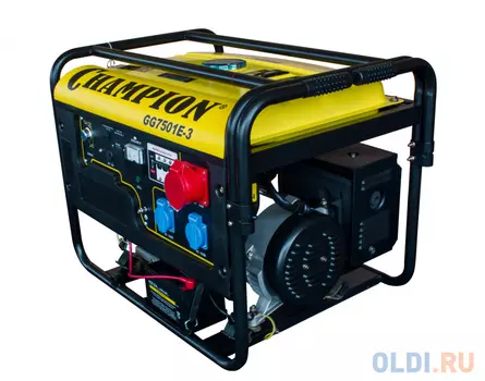 Бензоэлектростанция CHAMPION GG7501E-3 380В 7.5кВт 25л 87кг 2.5л/ч 12V эл.старт