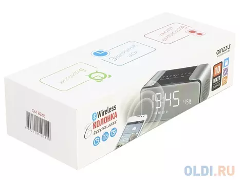 Беспроводная BT-Колонка GiNZZU® GM-884B, bluetooth, 2x5w/LCD/TF/AUX/FM/часы/2 будильника