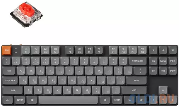 Беспроводная механическая ультратонкая клавиатура QMK Keychron K1 Max, 87 клавиш, White LED подсветка, Gateron Red Switch