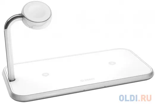 Беспроводное зарядное устройство ZENS Dual+Watch Aluminium Wireless Charger. Цвет белый.