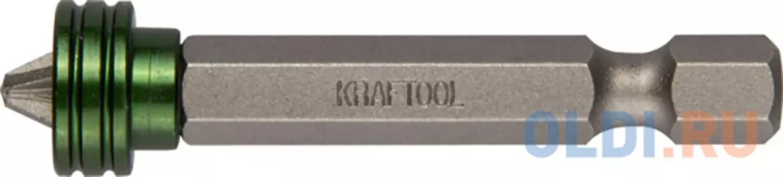 Биты "ЕХPERT", с магнитным держателем-ограничителем, KRAFTOOL 26129-2-50-1, тип хвостовика E 1/4", PZ2, 50 мм, 1 шт. в блистере