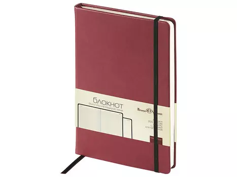 Бизнес-Блокнот А5, 100 л., твердая обложка, под кожу "VELVET", на резинке, Bruno Visconti, Бордовый