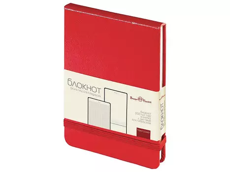 Бизнес-Блокнот А6, 100 л., твердая обложка, балакрон, открытие вверх, BRUNO VISCONTI, Красный