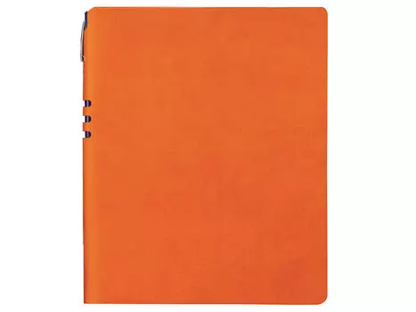 Бизнес-тетрадь BRAUBERG "NEBRASKA", А4-, 220x265 мм, кожзам, клетка, 96 листов, ручка, оранжевый