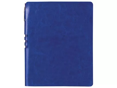 Бизнес-тетрадь BRAUBERG "NEBRASKA", А5+, 175x215 мм, кожзам, клетка, 120 листов, ручка, синий