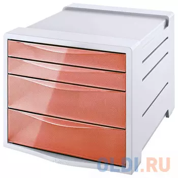 Блок из 4 закрытых лотков для бумаги, настольный, ESSELTE "Colour'Ice", 285х245х365 мм, оранжевый, 626283