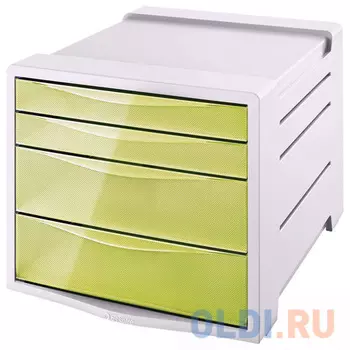 Блок из 4 закрытых лотков для бумаги, настольный, ESSELTE "Colour'Ice", 285х245х365 мм, желтый, 626282