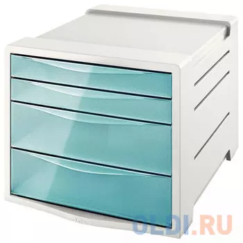 Блок из 4 закрытых лотков для бумаги, настольный, ESSELTE "Colour'Ice", 285х245х365 мм, голубой, 626284