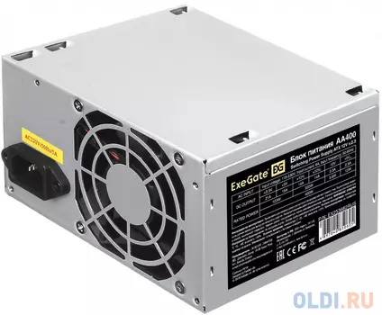 Блок питания 400W ExeGate AA400 (ATX, PC, 8cm fan, 24pin, 4pin, 2xSATA, IDE, кабель 220V в комплекте)
