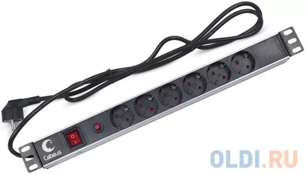 Блок розеток CABEUS PDU-6P-F-2E 6 роз 16А 250V шнур 2м