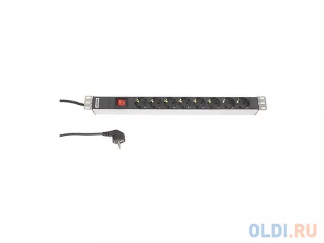 Блок розеток Hyperline SHT19-8SH-S-2.5EU 8 розеток 2.5 черный