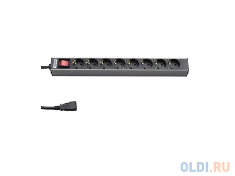 Блок розеток Hyperline SHT19-8SH-S-2.5IEC 8 розеток 2.5 черный