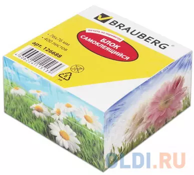 Блок самоклеящийся (стикер), BRAUBERG, 76х76 мм, 400 л., белый, печать по периметру, дизайн ассорти, 126688