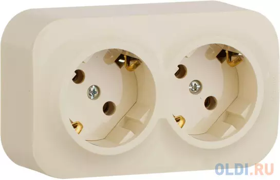 Блок силов. Legrand Quteo 782263 2розет. двойн. откр. зазем. IP20 слоновая кость (упак.:1шт)