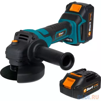 Bort МАШИНА ШЛИФОВАЛЬНАЯ УГЛОВАЯ АККУМУЛЯТОРНАЯ BORT BWS-20LI-SR {20 В; Li-Ion ; 4 Ач; 7000 об/мин; 22,5 мм; 2,2 кг; 4 Ач; батарей 2 шт; аксессуаров 5