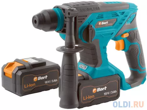 Bort Перфоратор аккумуляторный BHD-18X-BLK (2x3,0А.ч) {18 В; 3 Ач; Li-Ion ; 1200 об/мин; SDS+ ; 1,7 Дж; 0-5200 уд/мин; 2,6 кг; аксессуаров 5 шт; гарантия 2 г} [93410235]
