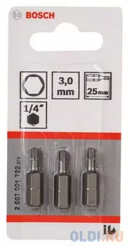 Bosch 2607001722 3 БИТ HEX 3Х25 XH