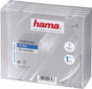Бокс для дисков HAMA для 1 CD прозрачный 5шт H-44748