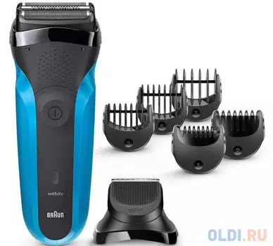 Бритва сетчатая Braun 310BT реж.эл.:2 питан.:аккум. черный/голубой