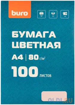 Бумага Buro BURO-100Р A4/80г/м2/100л./розовый пастель общего назначения(офисная)
