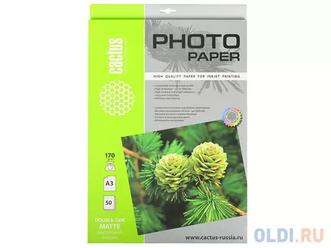 Бумага Cactus CS-MA317050DS А3 170г/кв.м матовая двухсторонняя 50л