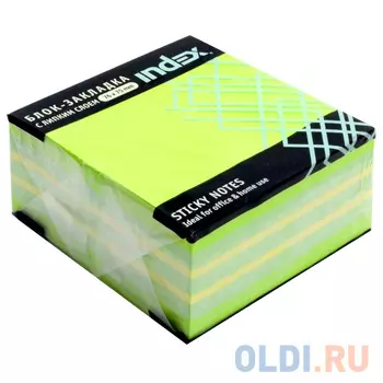 Бумага для заметок с липким слоем, разм. 76х75 мм, зеленая неоновая РАДУГА, 400 л