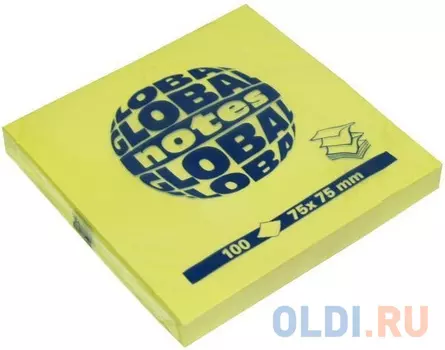 Бумага для заметок с липким слоем Z-сложения, разм. 75х75 мм, желтая, 100 л. 364401